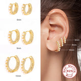 925 Sterling Silver Huggie Earrings Pearl Hoop Earring Jewelry Brincos