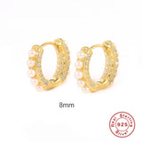 925 Sterling Silver Huggie Earrings Pearl Hoop Earring Jewelry Brincos