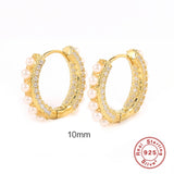 925 Sterling Silver Huggie Earrings Pearl Hoop Earring Jewelry Brincos