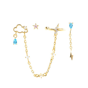 925 Silver Zircon Tassels Stud Earrings For Women