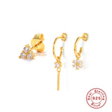 925 Silver Zircon Tassels Stud Earrings For Women