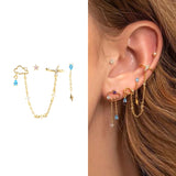 925 Silver Zircon Tassels Stud Earrings For Women