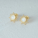 925 Silver Opal Sun Piercing Earrings Retro Jewelry Gift