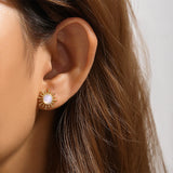 925 Silver Opal Sun Piercing Earrings Retro Jewelry Gift
