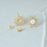 925 Silver Opal Sun Piercing Earrings Retro Jewelry Gift