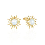 925 Silver Opal Sun Piercing Earrings Retro Jewelry Gift