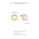 925 Silver Opal Sun Piercing Earrings Retro Jewelry Gift