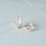 925 Silver Heart Gem Hoop Earrings Valentine Gift
