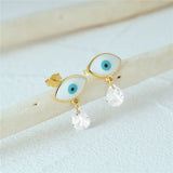 925 Silver Evil Eye Zircon Dangle Earrings Women Gift
