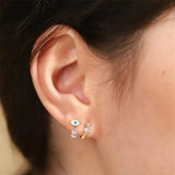925 Silver Evil Eye Zircon Dangle Earrings Women Gift