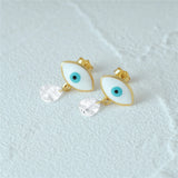 925 Silver Evil Eye Zircon Dangle Earrings Women Gift