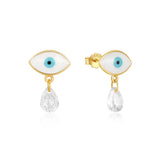 925 Silver Evil Eye Zircon Dangle Earrings Women Gift