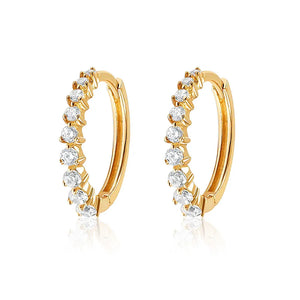 925 Silver 10mm Circle CZ Zircon Huggie Earrings Women Cartilage