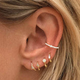 925 Silver 10mm Circle CZ Zircon Huggie Earrings Women Cartilage