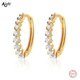 925 Silver 10mm Circle CZ Zircon Huggie Earrings Women Cartilage