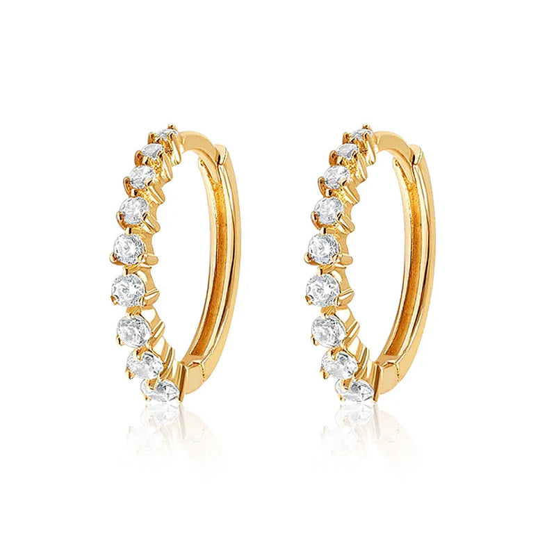 925 Silver 10mm Circle CZ Zircon Huggie Earrings Women Cartilage