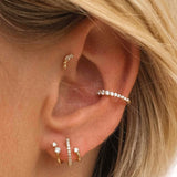 925 Silver 10mm Circle CZ Zircon Huggie Earrings Women Cartilage