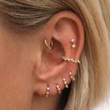925 Silver 10mm Circle CZ Zircon Huggie Earrings Women Cartilage