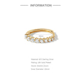 925 Silver 10mm Circle CZ Zircon Huggie Earrings Women Cartilage