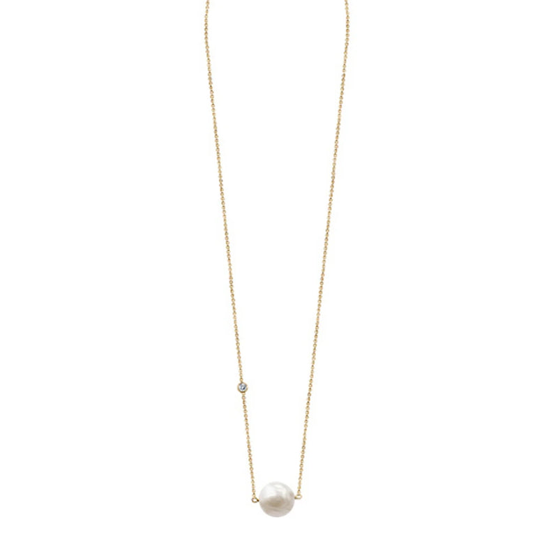 925 Silver 10mm Round Pearl Pendant Necklace 18K Plated Choker