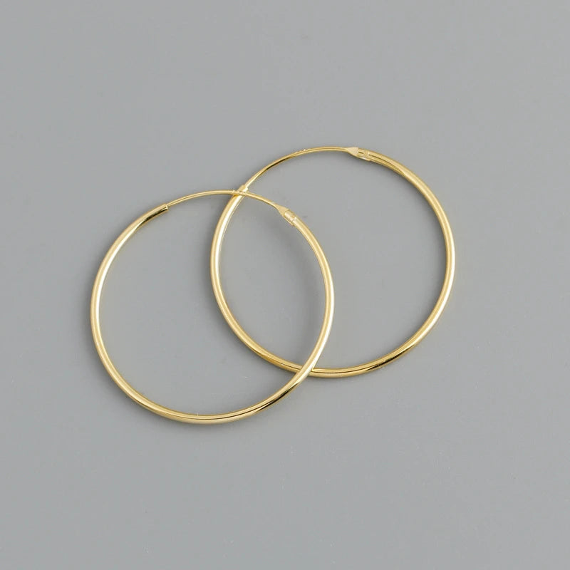 925 Silver Big Circle Hoop Earrings Exaggerate Style