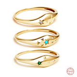 925 Silver Zodiac Star Ring Colorful Birthstone Jewelry