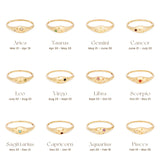 925 Silver Zodiac Star Ring Colorful Birthstone Jewelry