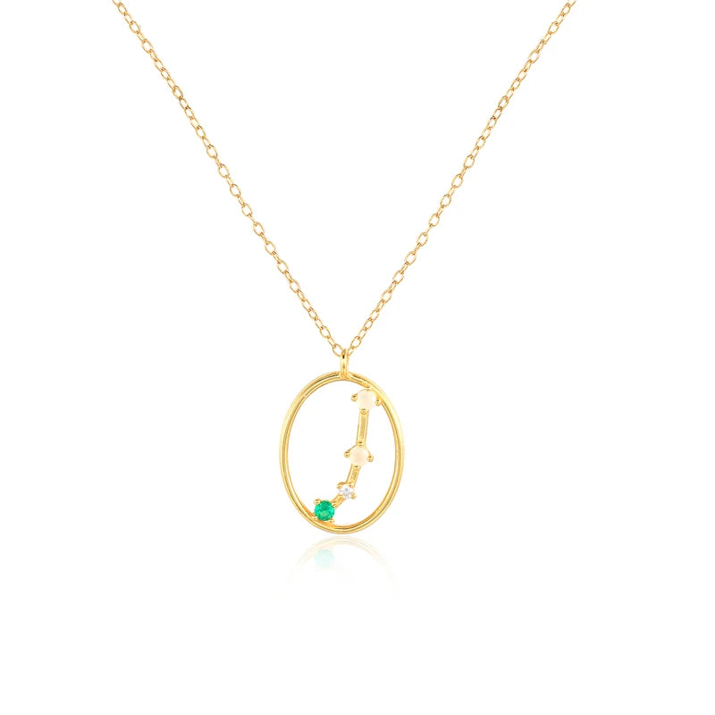 925 Silver Zodiac Charm Necklace with Colorful Zircon
