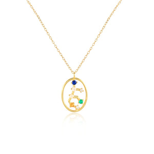 925 Silver Zodiac Charm Necklace with Colorful Zircon