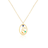 925 Silver Zodiac Charm Necklace with Colorful Zircon
