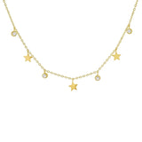 925 Silver 18K Plated Pendant Necklace Zircon Star Charm Choker