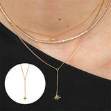 925 Silver 18K Plated Pendant Necklace Zircon Star Charm Choker