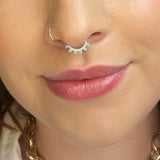 925 Silver Pink CZ Zircon Daith Hoops Crown Shape Earrings