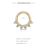 925 Silver Pink CZ Zircon Daith Hoops Crown Shape Earrings