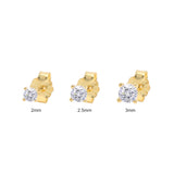 925 Silver Round Rhinestone Stud Earrings 3PCs