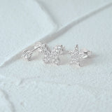 925 Silver 3PCS Hollow Butterfly Star Moon Zircon Earrings