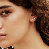 925 Silver 3PCs Zircon Stud Earrings Set Colorful Chain Piercing Studs