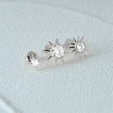 925 Silver Star Piercing Bar Stub Earring Set Women Jewelry Party Gift