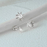 925 Silver Star Piercing Bar Stub Earring Set Women Jewelry Party Gift