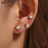 925 Silver Star Piercing Bar Stub Earring Set Women Jewelry Party Gift