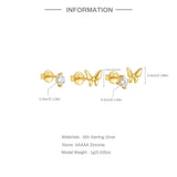 925 Silver Butterfly Zircon K Bar Piercing Stud Earrings Set