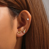 925 Silver Butterfly Zircon K Bar Piercing Stud Earrings Set