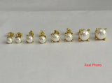 925 Silver Pearl Stud Earrings Ear Pin Allergic Piercing Brinco