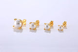 925 Silver Pearl Stud Earrings Ear Pin Allergic Piercing Brinco
