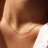 925 Silver Snake Water Wave Starry Sky Lip Necklace Women