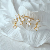 925 Silver 4PCS Set Zircon Piercing Stud Earring For Women