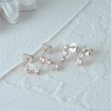 925 Silver 4PCS Set Zircon Piercing Stud Earring For Women