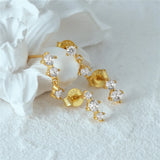 925 Silver 4PCS Set Zircon Piercing Stud Earring For Women