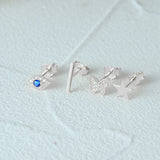925 Sterling Silver Evil Eye Star Butterfly Piercing Stud Earring Set