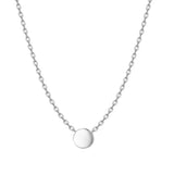 925 Silver 8mm Disc Charm Pendant Necklace Minimalist Chain Choker Jewelry